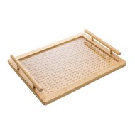 Bandeja 39x29x6cm Com Alca E Fundo Em Treliça Bambu